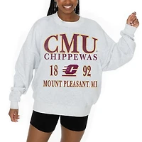 Women's Gameday Couture Ash Central Michigan Chippewas Premium Fleece Pullover Sweatshirt