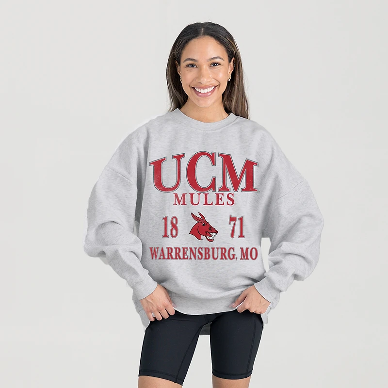 Women's Gameday Couture Ash Central Missouri Mules Premium Fleece Pullover Sweatshirt