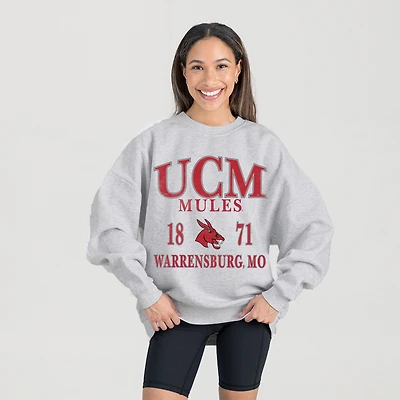 Women's Gameday Couture Ash Central Missouri Mules Premium Fleece Pullover Sweatshirt
