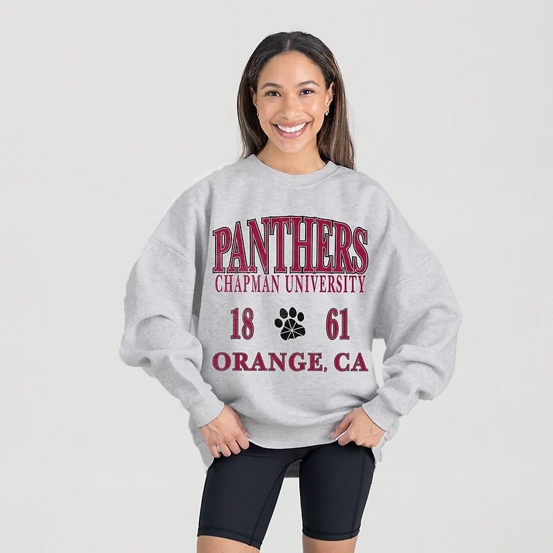 Women's Gameday Couture Ash Chapman Panthers Premium Fleece Pullover Sweatshirt