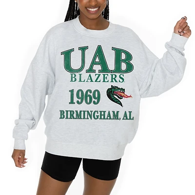 Women's Gameday Couture Ash UAB Blazers Premium Fleece Pullover Sweatshirt
