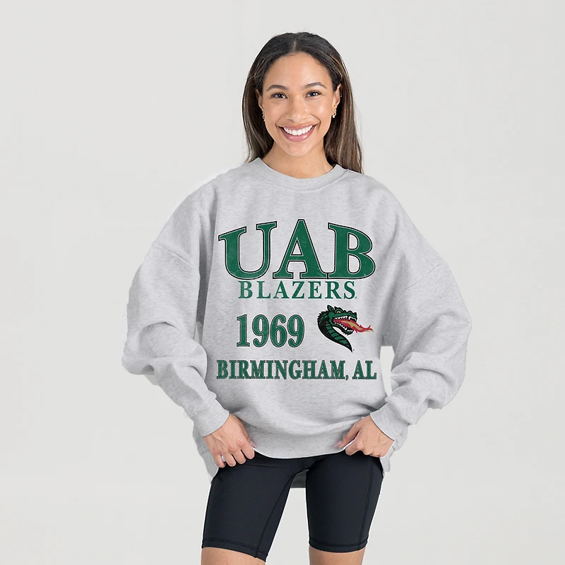 Women's Gameday Couture Ash UAB Blazers Premium Fleece Pullover Sweatshirt