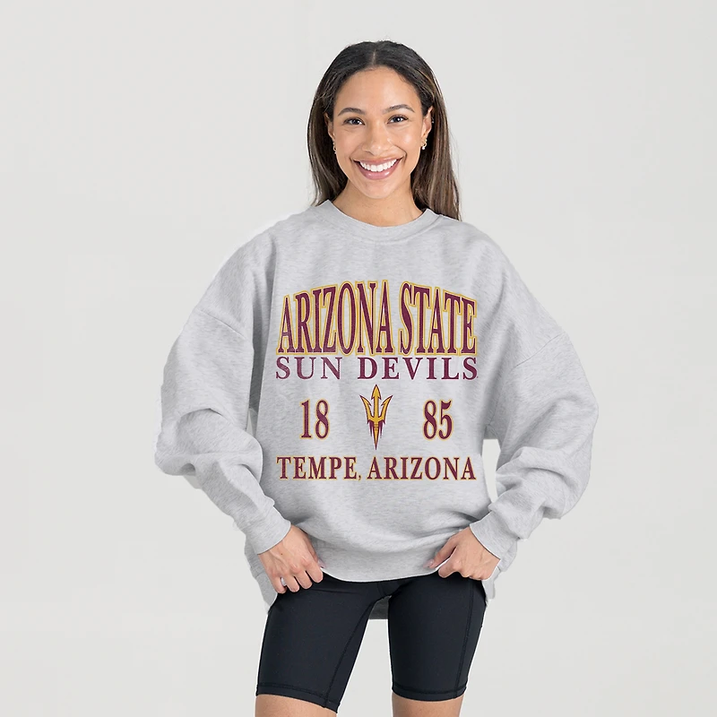 Women's Gameday Couture Ash Arizona State Sun Devils Premium Fleece Pullover Sweatshirt