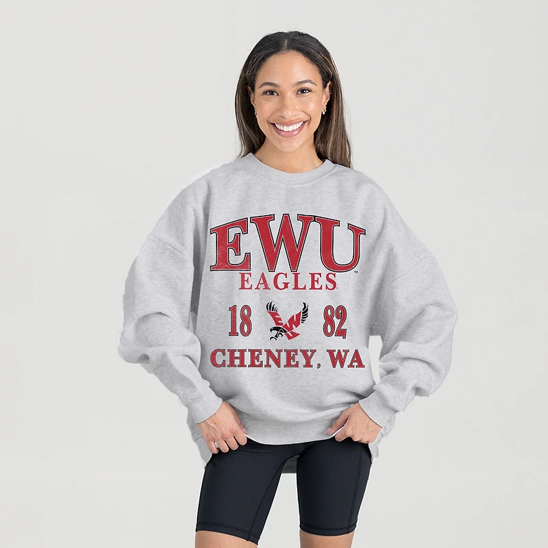 Women's Gameday Couture Ash Eastern Washington Eagles Premium Fleece Pullover Sweatshirt