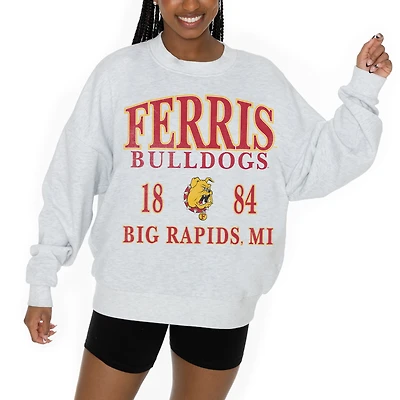 Women's Gameday Couture Ash Ferris State Bulldogs Premium Fleece Pullover Sweatshirt