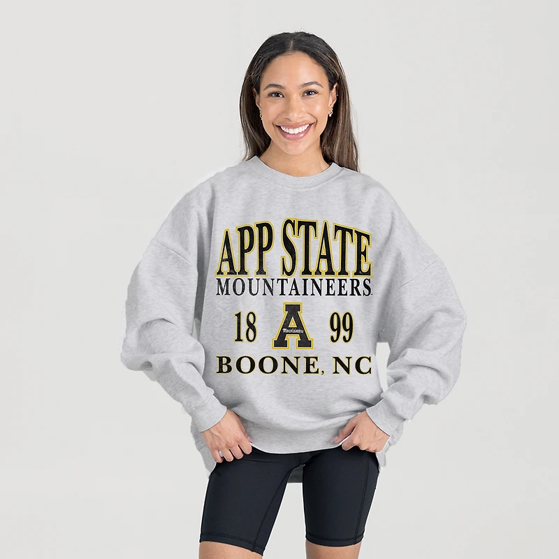 Women's Gameday Couture Ash Appalachian State Mountaineers Premium Fleece Pullover Sweatshirt