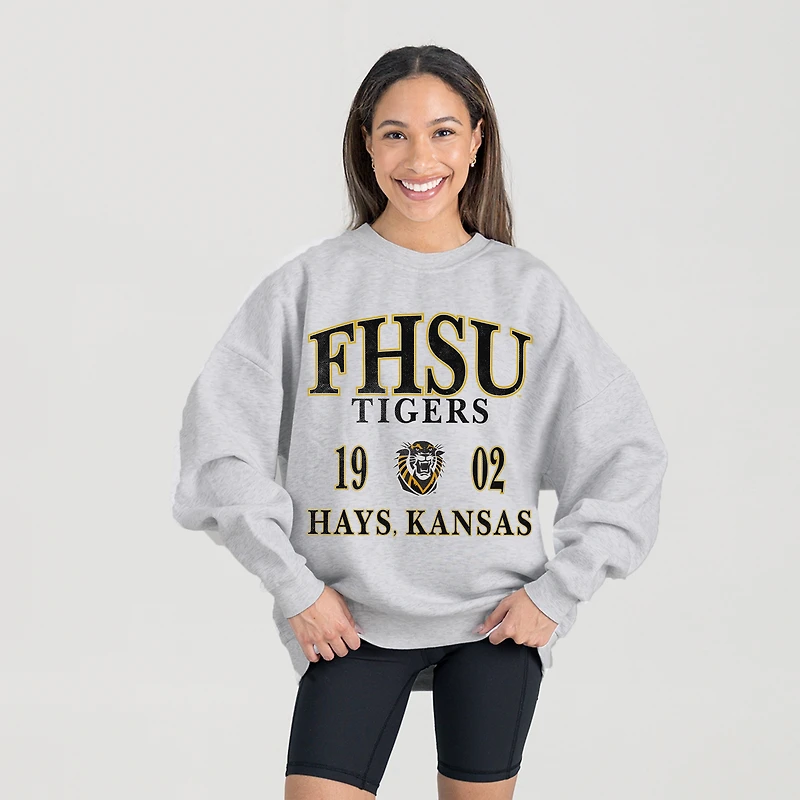 Women's Gameday Couture Ash Fort Hays State Tigers Premium Fleece Pullover Sweatshirt