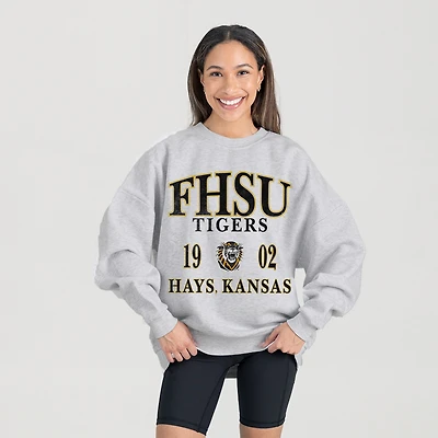 Women's Gameday Couture Ash Fort Hays State Tigers Premium Fleece Pullover Sweatshirt