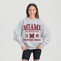 Women's Gameday Couture Ash Miami University RedHawks Premium Fleece Pullover Sweatshirt