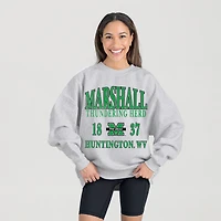 Women's Gameday Couture Ash Marshall Thundering Herd Premium Fleece Pullover Sweatshirt