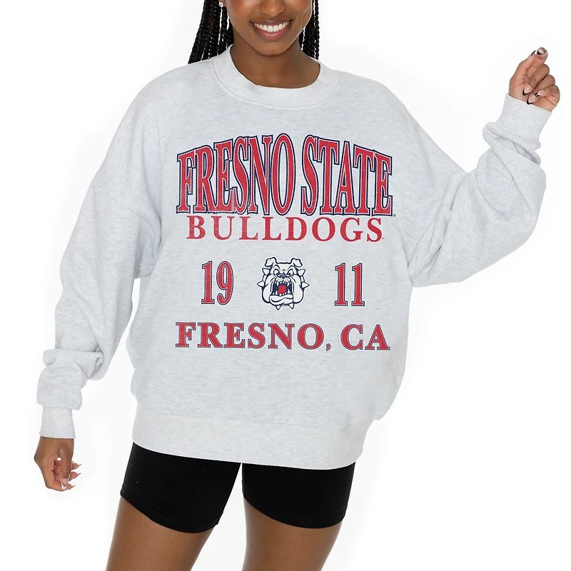 Women's Gameday Couture Ash Fresno State Bulldogs Premium Fleece Pullover Sweatshirt