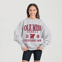Women's Gameday Couture Ash Ole Miss Rebels Premium Fleece Pullover Sweatshirt