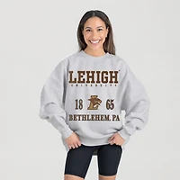 Women's Gameday Couture Ash Lehigh Mountain Hawks Premium Fleece Pullover Sweatshirt