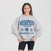 Women's Gameday Couture Ash Memphis Tigers Premium Fleece Pullover Sweatshirt