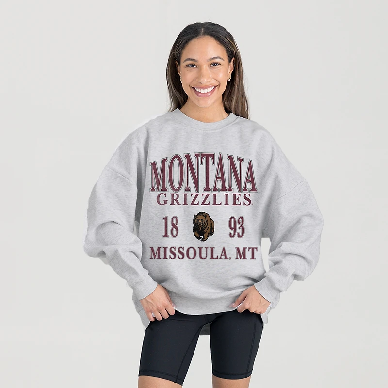 Women's Gameday Couture Ash Montana Grizzlies Premium Fleece Pullover Sweatshirt