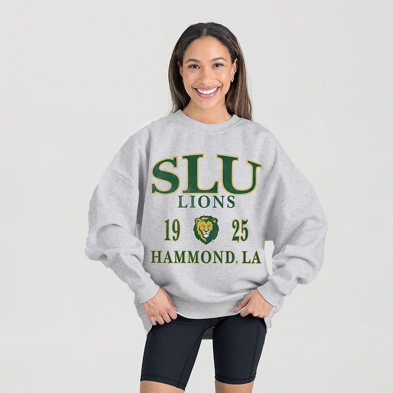 Women's Gameday Couture Ash Southeastern Louisiana Lions Premium Fleece Pullover Sweatshirt
