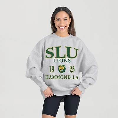 Women's Gameday Couture Ash Southeastern Louisiana Lions Premium Fleece Pullover Sweatshirt