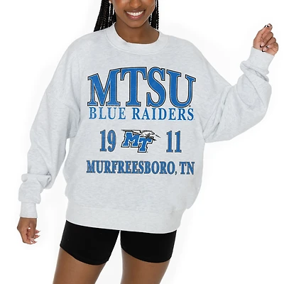 Women's Gameday Couture Ash MTSU Blue Raiders Premium Fleece Pullover Sweatshirt