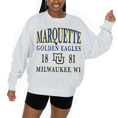 Women's Gameday Couture Ash Marquette Golden Eagles Premium Fleece Pullover Sweatshirt