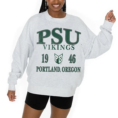 Women's Gameday Couture Ash Portland State Vikings Premium Fleece Pullover Sweatshirt