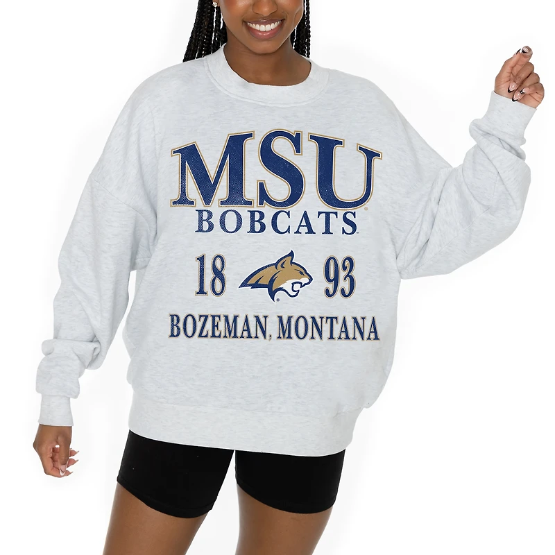 Women's Gameday Couture Ash Montana State Bobcats Premium Fleece Pullover Sweatshirt