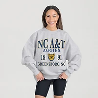 Women's Gameday Couture Ash North Carolina A&T Aggies Premium Fleece Pullover Sweatshirt
