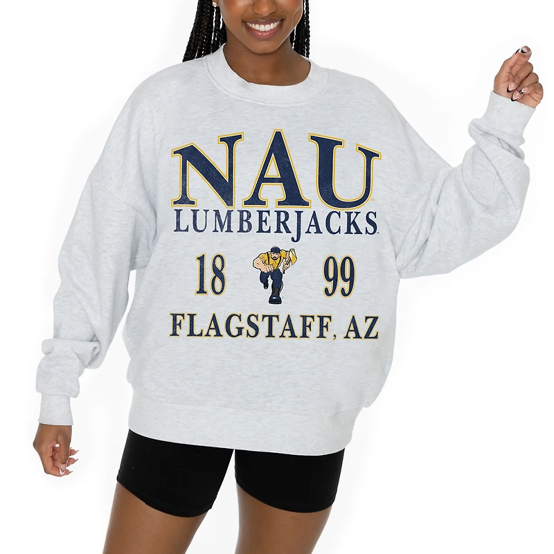 Women's Gameday Couture Ash Northern Arizona Lumberjacks Premium Fleece Pullover Sweatshirt