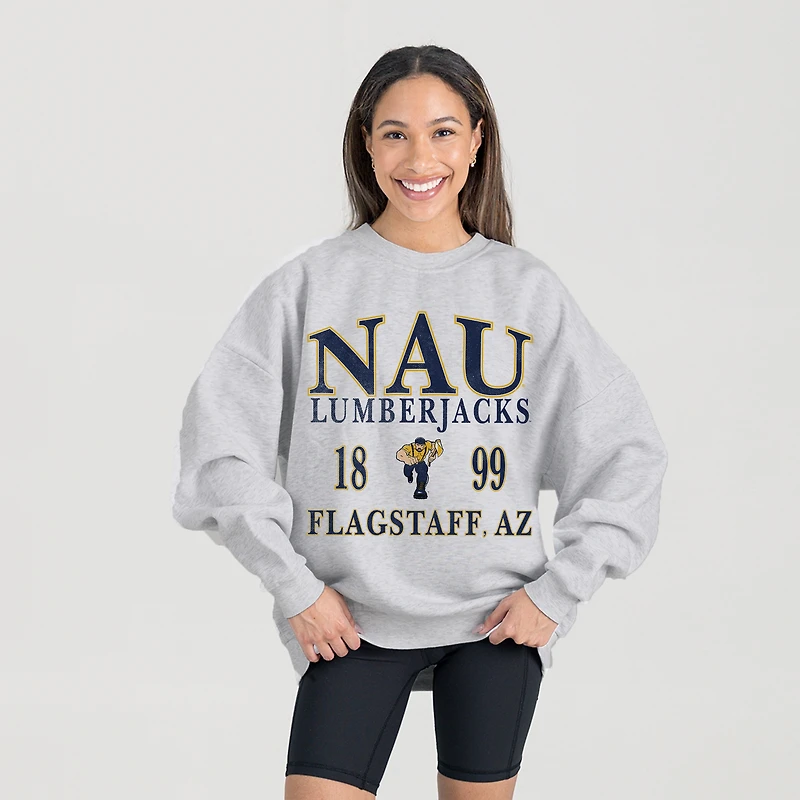 Women's Gameday Couture Ash Northern Arizona Lumberjacks Premium Fleece Pullover Sweatshirt