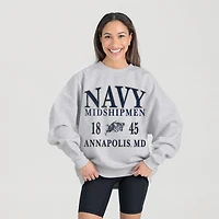 Women's Gameday Couture Ash Navy Midshipmen Premium Fleece Pullover Sweatshirt