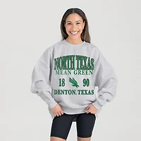 Women's Gameday Couture Ash North Texas Mean Green Premium Fleece Pullover Sweatshirt