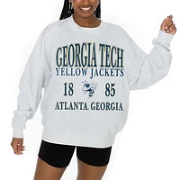 Women's Gameday Couture Ash Georgia Tech Yellow Jackets Premium Fleece Pullover Sweatshirt
