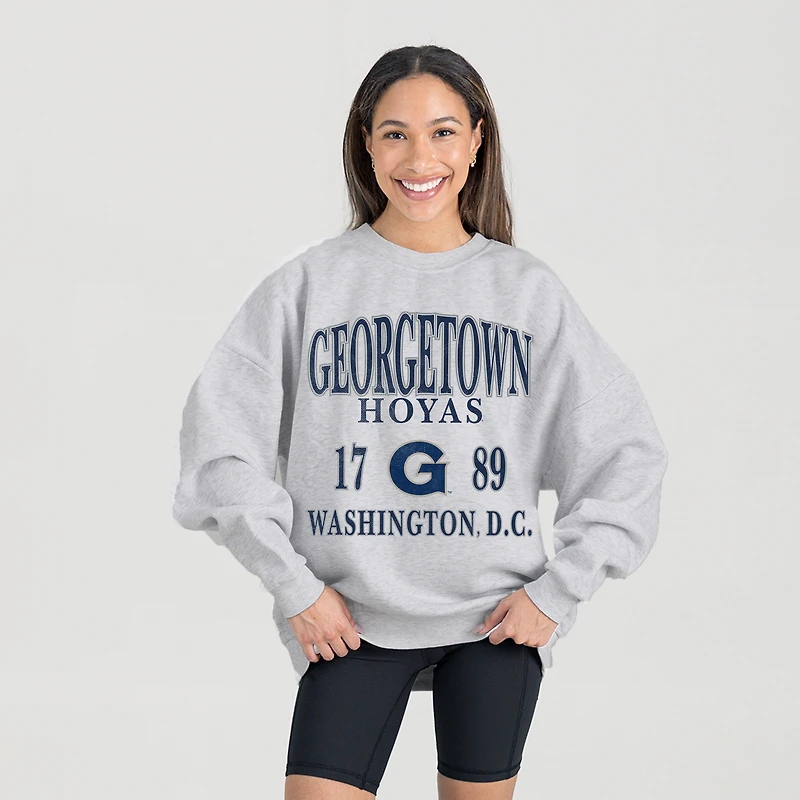 Women's Gameday Couture Ash Georgetown Hoyas Premium Fleece Pullover Sweatshirt