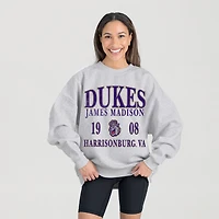 Women's Gameday Couture Ash James Madison Dukes Premium Fleece Pullover Sweatshirt