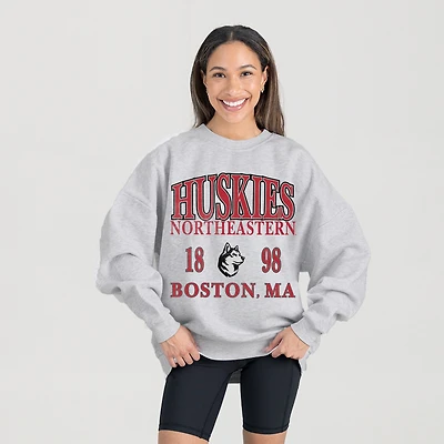 Women's Gameday Couture Ash Northeastern Huskies Premium Fleece Pullover Sweatshirt