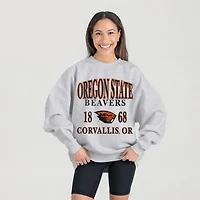 Women's Gameday Couture Ash Oregon State Beavers Premium Fleece Pullover Sweatshirt