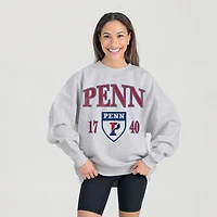 Women's Gameday Couture Ash Pennsylvania Quakers Premium Fleece Pullover Sweatshirt