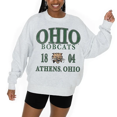 Women's Gameday Couture Ash Ohio Bobcats Premium Fleece Pullover Sweatshirt