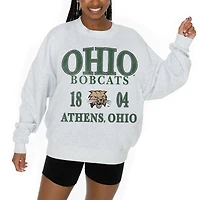 Women's Gameday Couture Ash Ohio Bobcats Premium Fleece Pullover Sweatshirt