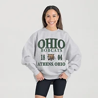 Women's Gameday Couture Ash Ohio Bobcats Premium Fleece Pullover Sweatshirt