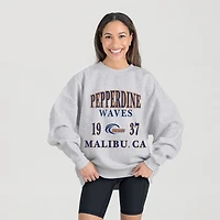 Women's Gameday Couture Ash Pepperdine Waves Premium Fleece Pullover Sweatshirt