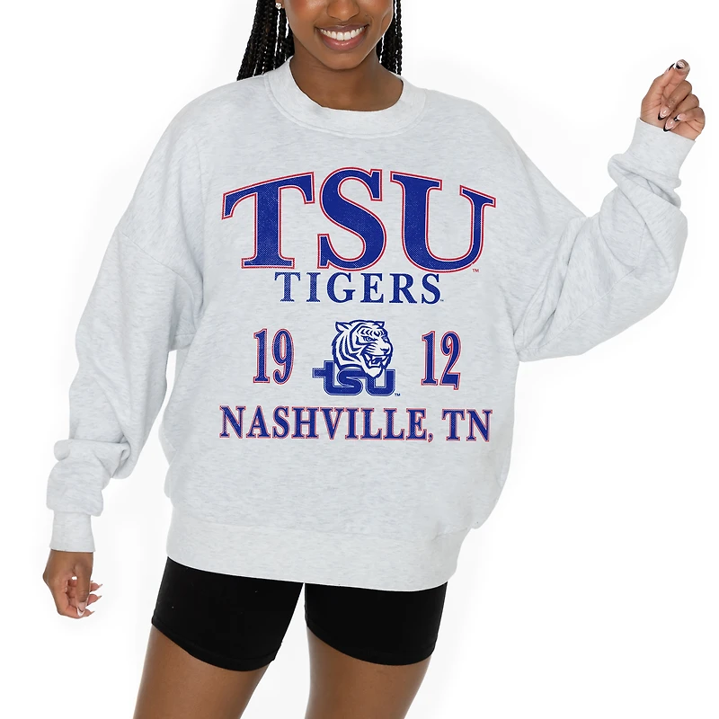 Women's Gameday Couture Ash Tennessee State Tigers Premium Fleece Pullover Sweatshirt
