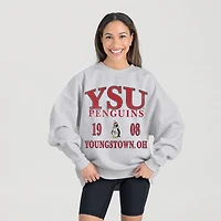Women's Gameday Couture Ash Youngstown State Penguins Premium Fleece Pullover Sweatshirt