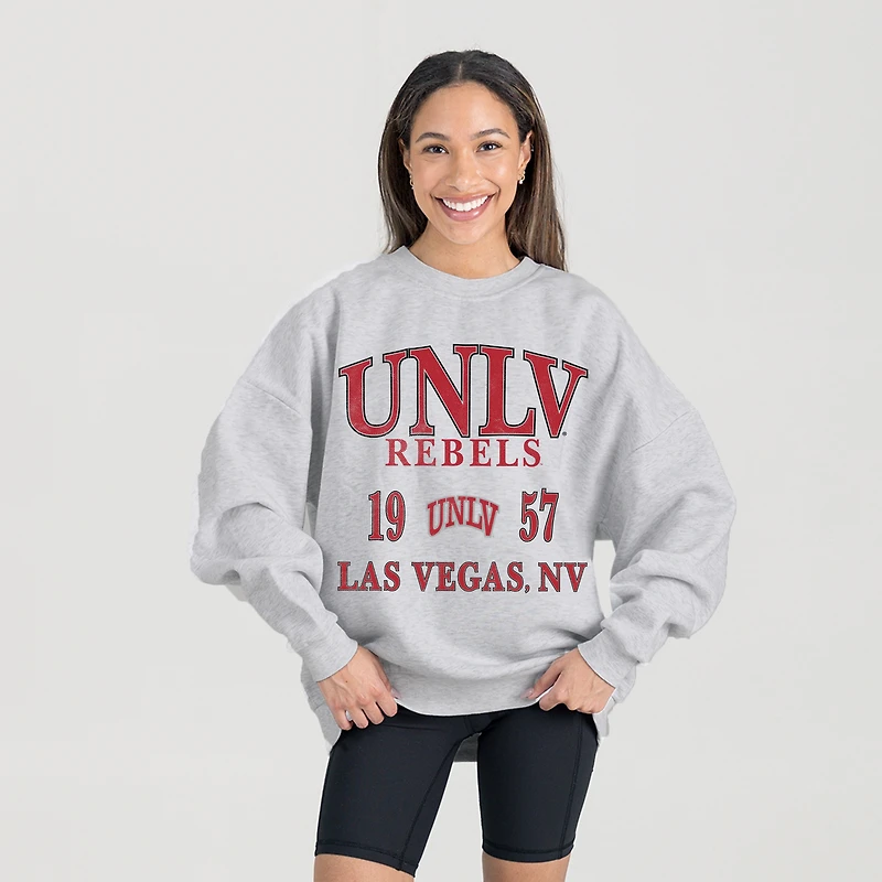 Women's Gameday Couture Ash UNLV Rebels Premium Fleece Pullover Sweatshirt