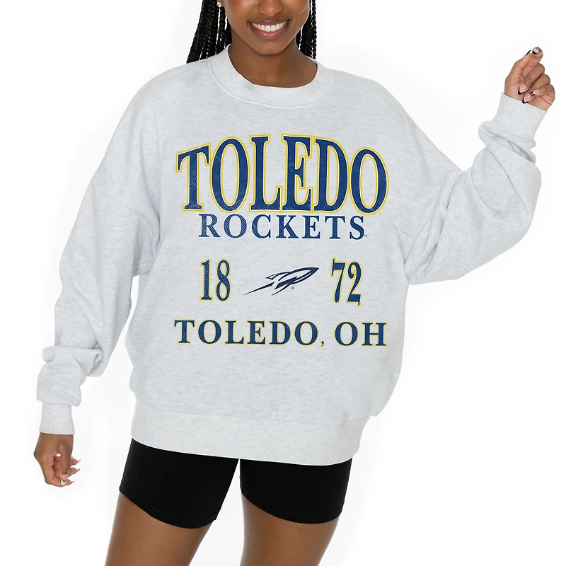 Women's Gameday Couture Ash Toledo Rockets Premium Fleece Pullover Sweatshirt