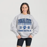 Women's Gameday Couture Ash Indiana State Sycamores Premium Fleece Pullover Sweatshirt