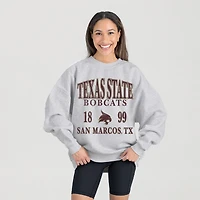 Women's Gameday Couture Ash Texas State Bobcats Premium Fleece Pullover Sweatshirt