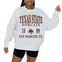 Women's Gameday Couture Ash Texas State Bobcats Premium Fleece Pullover Sweatshirt