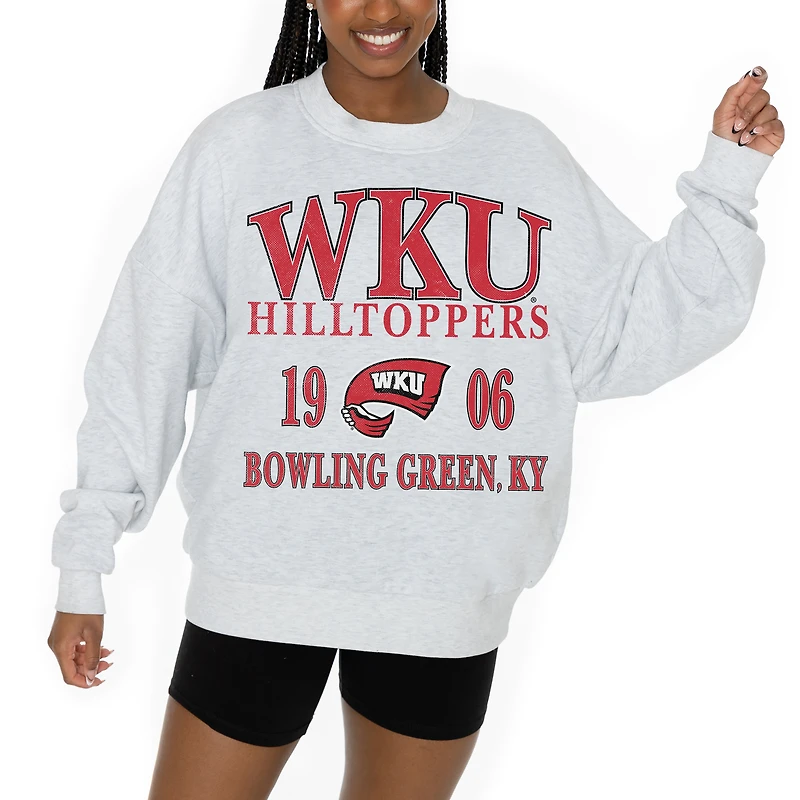 Women's Gameday Couture Ash Western Kentucky Hilltoppers Premium Fleece Pullover Sweatshirt