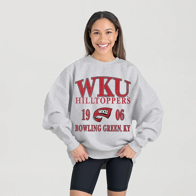 Women's Gameday Couture Ash Western Kentucky Hilltoppers Premium Fleece Pullover Sweatshirt
