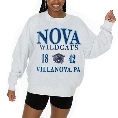 Women's Gameday Couture Ash Villanova Wildcats Premium Fleece Pullover Sweatshirt